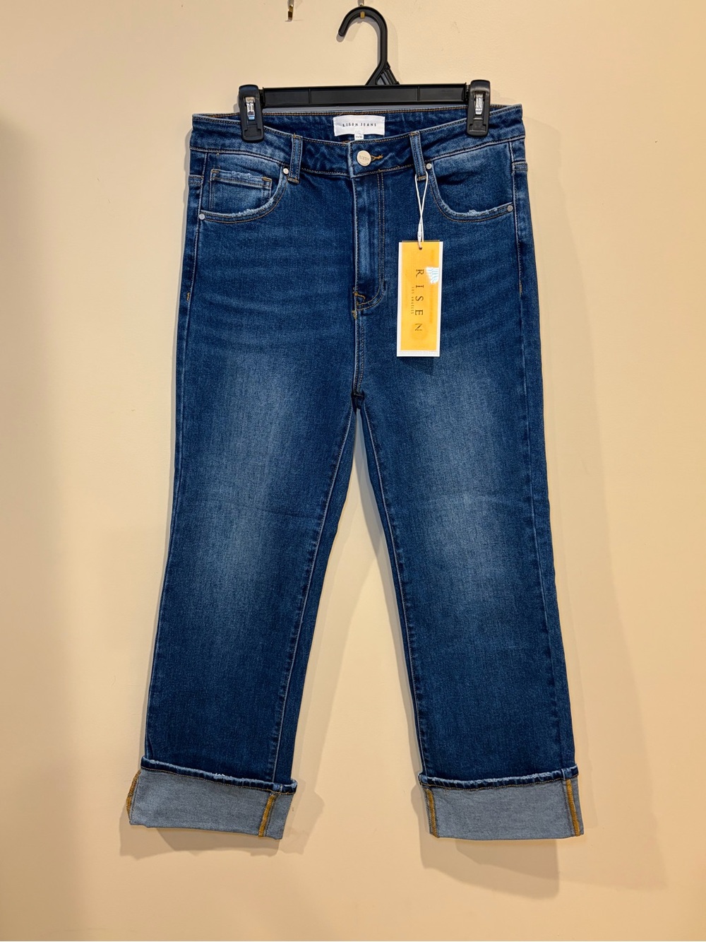 Risen Denim Cropped Boyfriend Jeans - Dark Blue NWT
